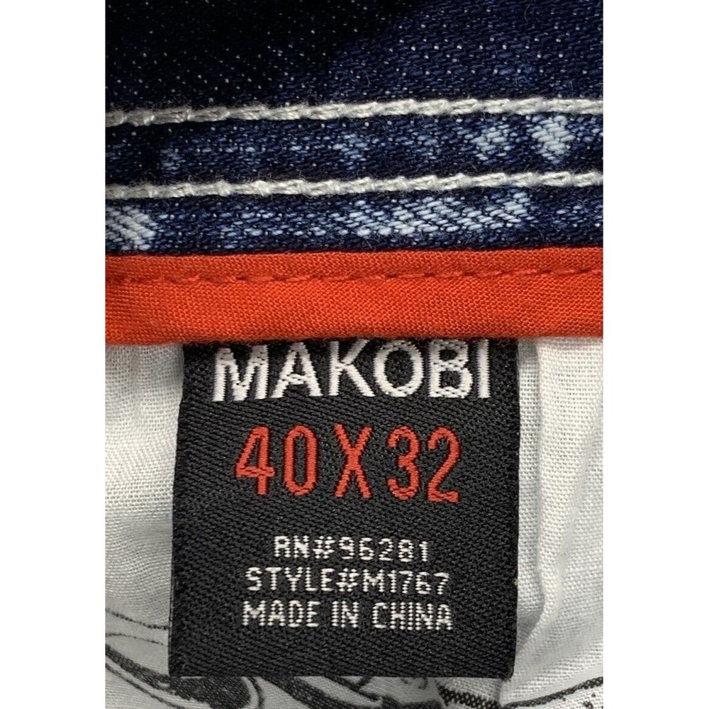 Makobi Denim Jeans Men's 40X32 Stonewash Moto Biker Factory Distressed Destroyed - Picture 3 of 16